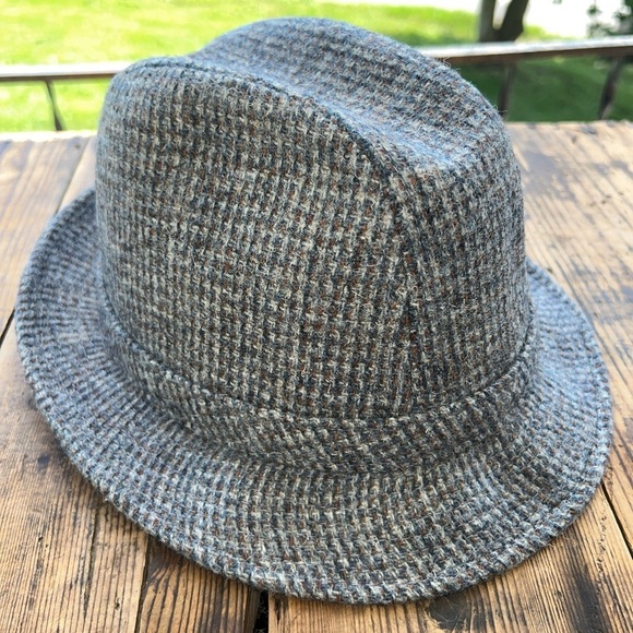 Scotland Hunters Hat Hand Woven Harris Tweed 100% Scottish Wool Grey/Brown - Picture 2 of 6